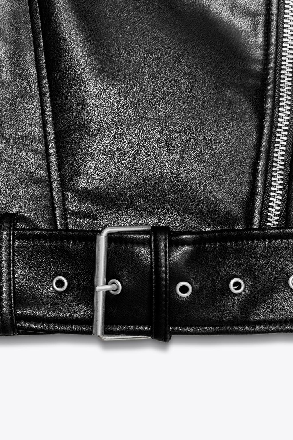 ÁO KHOÁC BIKER GIẢ DA DÁNG CROP - Ảnh 3